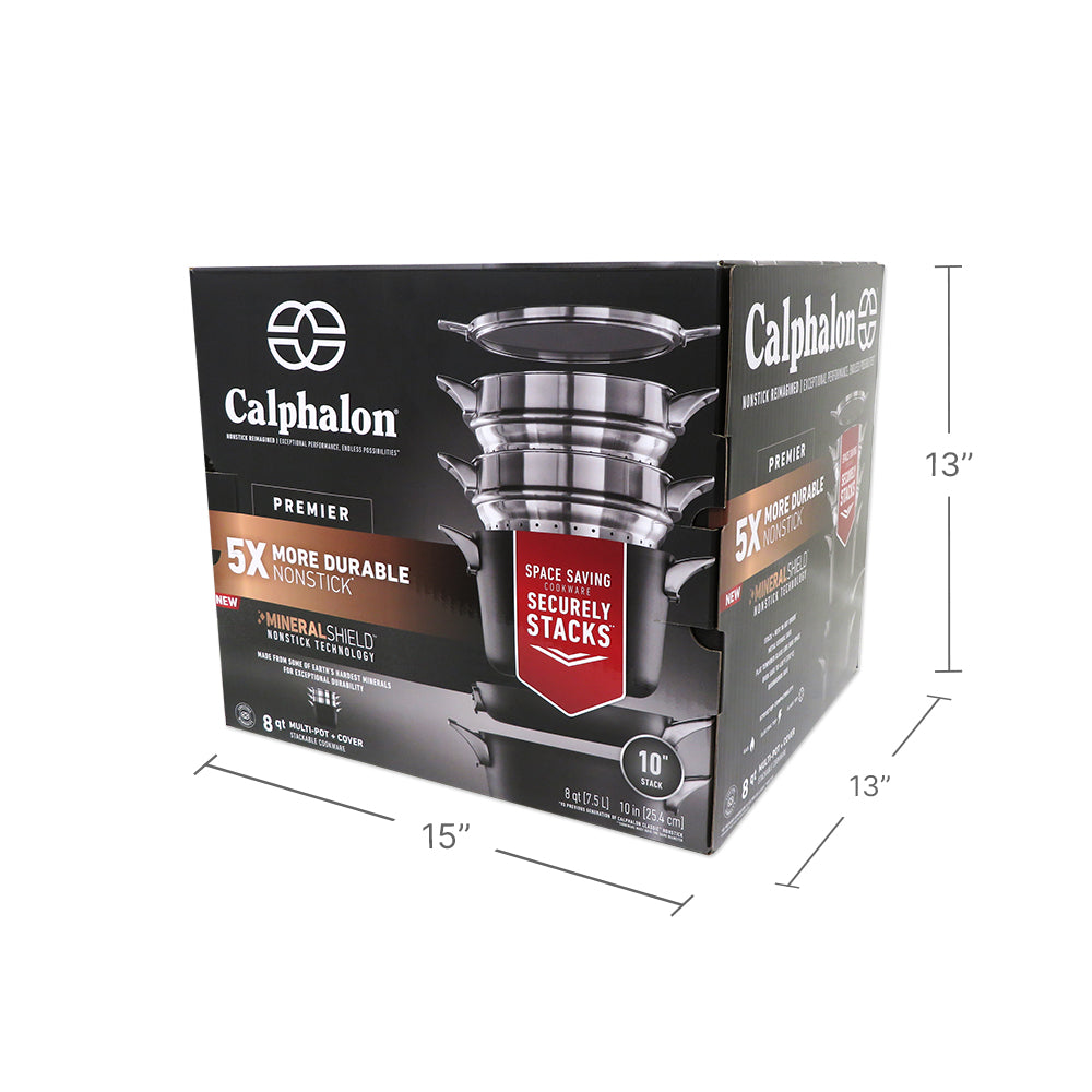 Calphalon Premier® Space Saving 8-Quart Nonstick Multi-Pot with Steamer Inserts + Glass Lid
