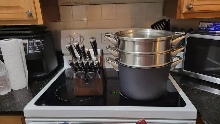 Calphalon Premier® Space Saving 8-Quart Nonstick Multi-Pot with Steamer Inserts + Glass Lid