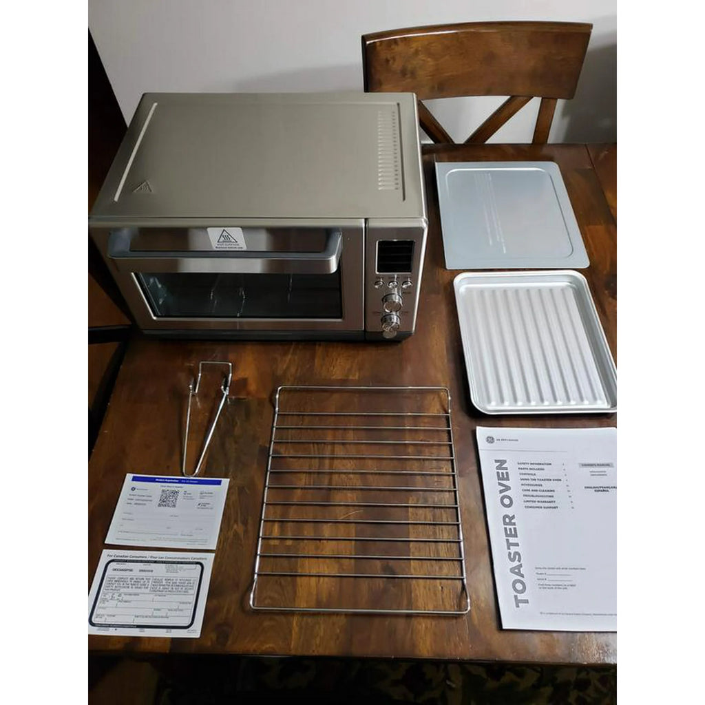 GE Calrod 6-Slice Convection Toaster Oven – with Bake, Broil & Toast Settings, Auto Shutoff, Stainless Steel, Large Capacity (0.88 cu ft), Quartz & Halogen Heating